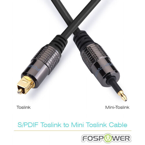 Καλώδιο ήχου Toslink σε Mini Toslink με επιχρυσωμένο 24K ψηφιακό οπτικό S/PDIF και μεταλλικές 1