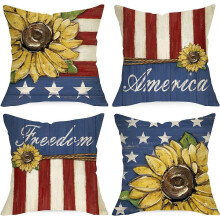 4. heinäkuuta auringonkukan kuvioiset isänmaalliset tyynynpäälliset 18x18, 4 kpl, USA Freedom Star Stripes -tyynynpäällinen, yhteensopiva