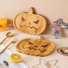 Lot de 2 assiettes Ă biscuits d'Halloween, plateau en bois citrouille fantĂ´me