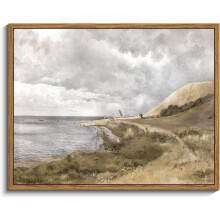 Unframed Canvas Wall Art, Coastal Seaside Landscape Painting, Rustic Farmhouse Decor for Living Room Office Bedroom, 11"x14"