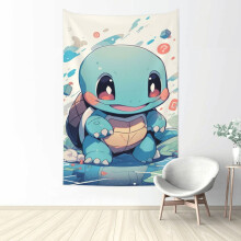 Squirtle-seinävaate, suuri banneri, seinävaatteet, esteettinen julistetaide, tausta makuuhuoneeseen, olohuoneeseen, asuntolan sisustukseen, 60 x 40