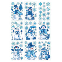 2024 Christmas Stickers Window 2D Christmas Blue Snowman Snowflake Static Window Stickers Window Glass Christmas Decoration