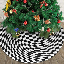 Weihnachtsbaumdecke, 48 Zoll, schwarz-weiß kariert, für Weihnachtsdekorationen und -ornamente
