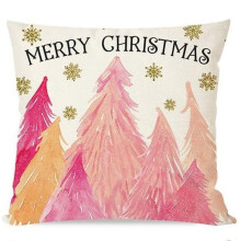 Fundas de cojín decorativas con diseño de Cascanueces y Árbol de Navidad, 45 x 45 cm, color rosa, ideales para la decoración del hogar, el porche
