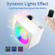 Family KTV Audio Set Dual Wireless Microphone One Outdoor Portable Karaoke Bluetooth Speaker,White