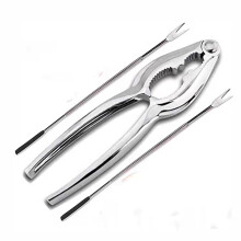 Tongs Seafood Tools Set compatible with lobster, crab - 2pcs stainless steel forks & 1pc alloy leg sheller opener, heavy duty kitchen set