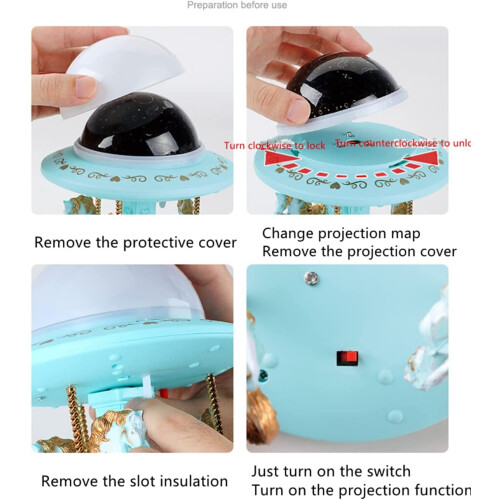 LINLIN Carousel Music Box, Ξύλινο Περιστρεφόμενο Μουσικό Κουτί Διακόσμηση Επιτραπέζιου 2