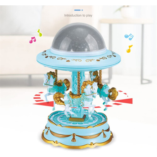 LINLIN Carousel Music Box, Ξύλινο Περιστρεφόμενο Μουσικό Κουτί Διακόσμηση Επιτραπέζιου 1