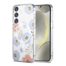 Etui magnetyczne na telefon komórkowy Samsung Galaxy S24Plus – kwiaty, kolor czerwony/niebieski, wielokolorowe