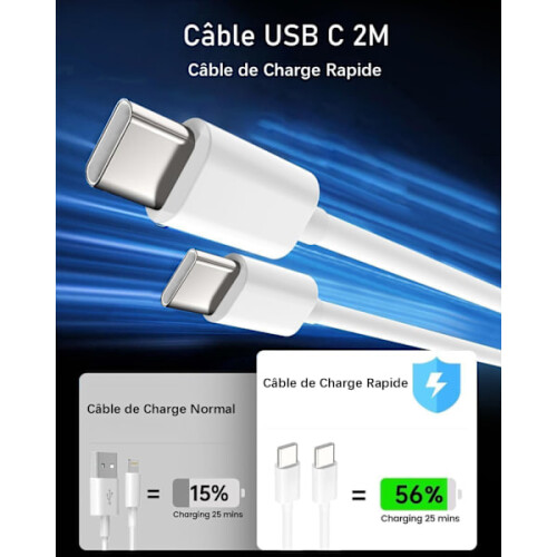 Carregador rápido compatível com iPhone 15 e 16, compatível com iPad Pro/Air, adaptador USB-C de 30 W com cabo de 2 m. 1