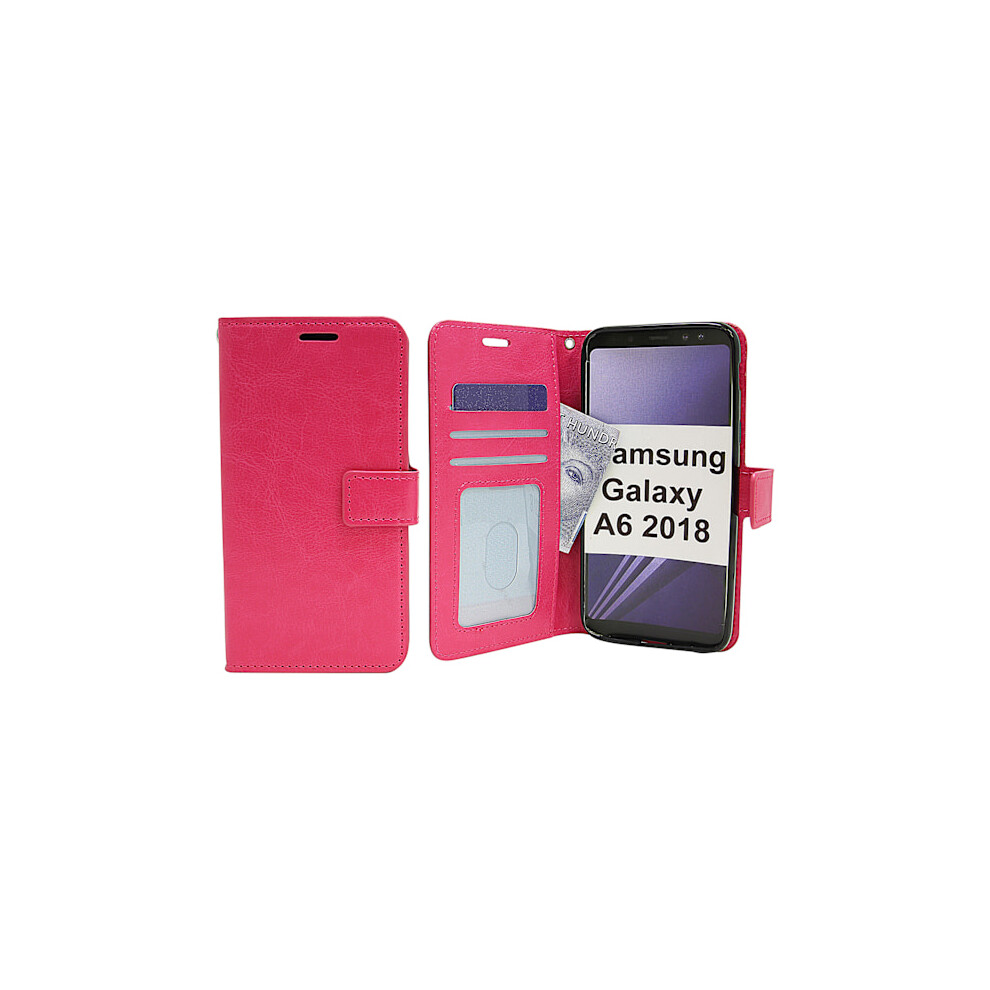 Crazy Horse Wallet Compatible With Samsung Galaxy A6 2018 (A600fn/Ds) Hotpink 9773935966772