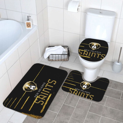 NOS_Saints Team Conjunto de 3 Tapetes de Banheiro Antiderrapantes 24x16 polegadas 2