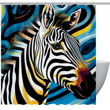 Zuhanyfüggöny karimákkal és akasztókkal Zebra zuhanyfüggönyök 66" x 72" fürdőszobai függöny dekoráció
