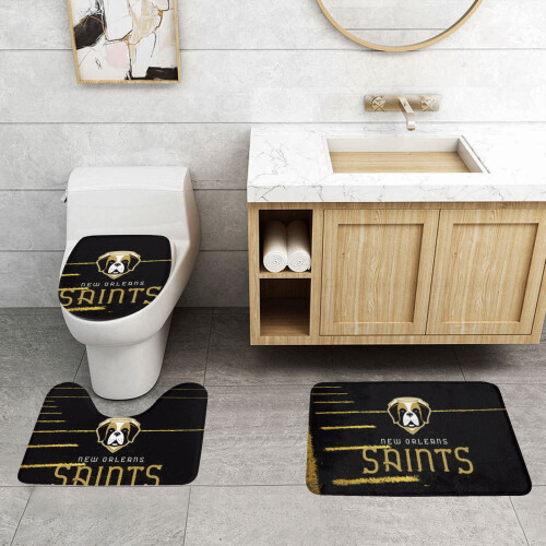 NOS_Saints Team Conjunto de 3 Tapetes de Banheiro Antiderrapantes 24x16 polegadas 1