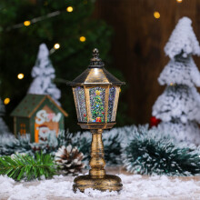 Abajur de Natal com efeito de neve, luz noturna, música, enfeites, pequeno presente com cabo USB e tecnologia de injeção de água (50ml, bronze)