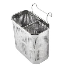 Palillos de acero inoxidable cuadrados de doble celda con orificio cerrado, palillos multifuncionales con sistema de drenaje.