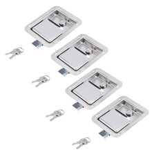 Hardware 4 Pack Stainless Steel Paddle Latch with Lock & Key - Flush Single Point Handle for Door Trailer RV