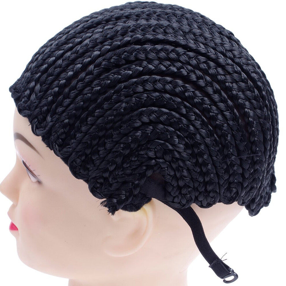 Adjustable Black Cornrow Lace Wig Making Cap with Invisible Hairnet Base for Braided Styles