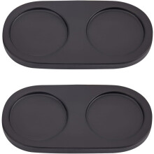 2 stuks zout- en pepermolenbakjes, houten molenhouder, tafelbeschermer voor 2 molens, keukenopbergers, woondecoratie, zwart 15,87" x 7,5 cm
