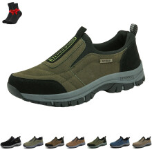 Men's Orthopedic Waterproof Walking Shoes with Arch Support, NonSlip Hiking Sneakers Black Green 7 UK
