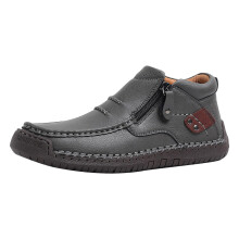 Men's Casual Leather Walking Shoes with Air Cushioning Sole, SlipOn Comfort, Gray EU 38.543.5