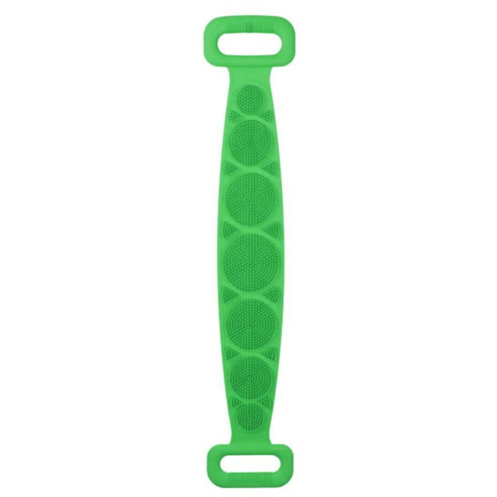 Body Brush for Dry Brushing with Natural Bristles, Gentle Exfoliation, Silicone Scrubber, Green