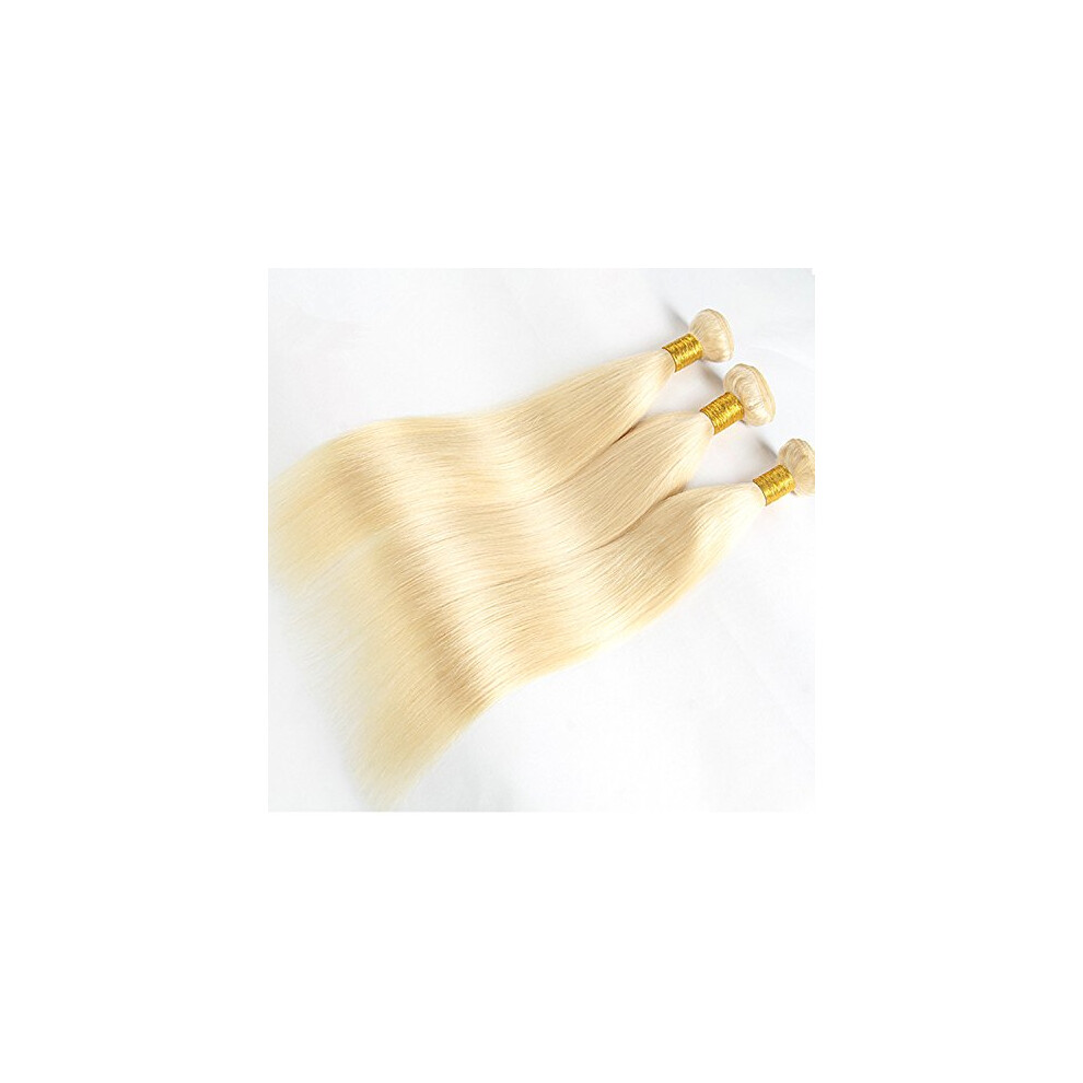 Unisex Blonde Human Hair Bundles Virgin Malaysian Hair Extensions 613 Straight Weave 812 Inch Dyeable