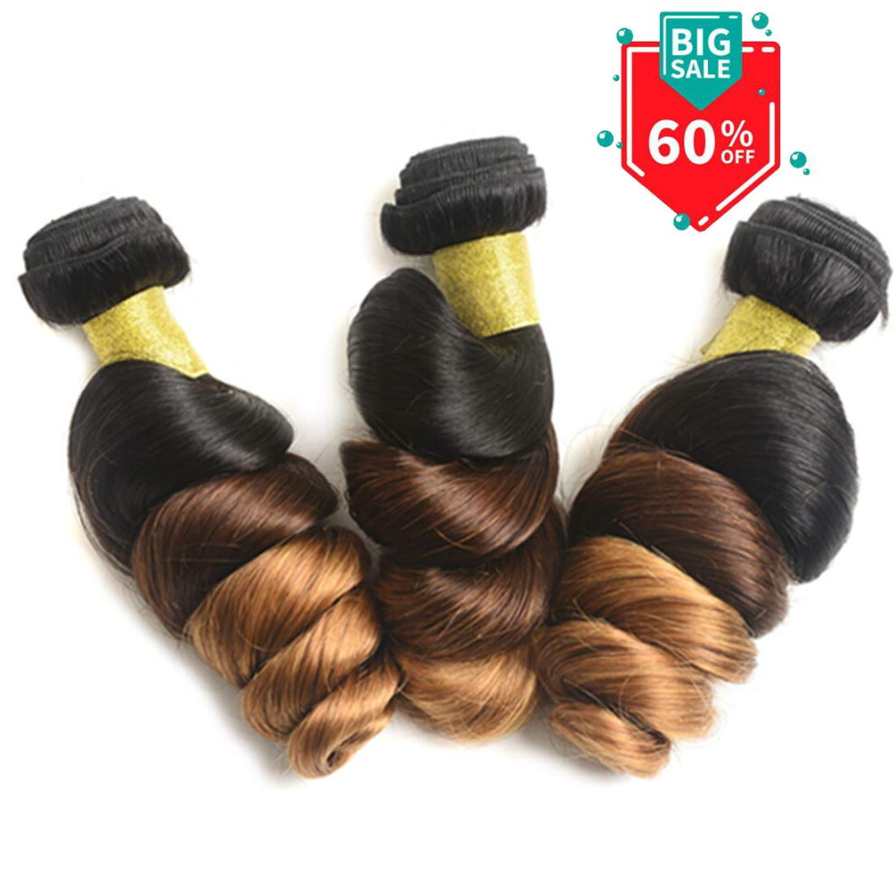 Brazilian Virgin Hair Bundles Ombre Loose Wave 8A Remy Extensions 14 16 18 Inch T1B/4/30