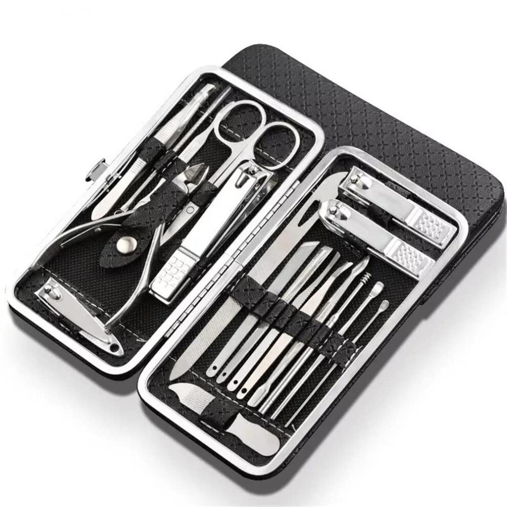 19Piece Stainless Steel Manicure Set and Pedicure Kit with Precision Ingrown Toenail Trimmer