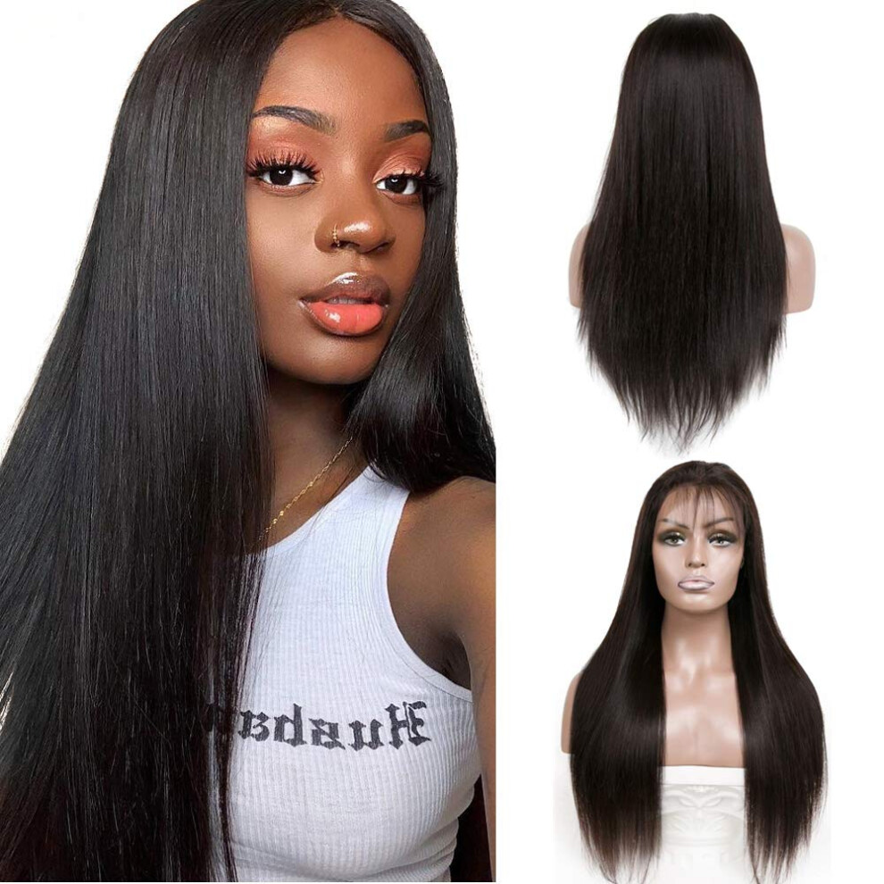 Unisex Black Human Hair Lace Front Wig 10 Inch Glueless Virgin Remy Hair Natural Hairline For Women