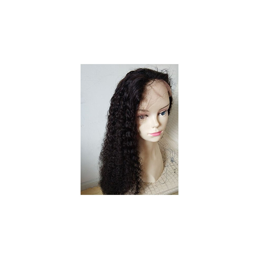 Unisex 12 Inch Afro Curly Human Hair Lace Front Wig For African American Women, 150 Density Virgin Remy Natural Tangle