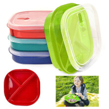 2er-Pack BPA-freie, quadratische Teller mit Unterteilung und Deckel, mikrowellengeeignete Lunchboxen
