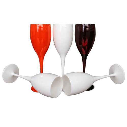 Taça de vinho champanhe transparente em acrílico branco 1