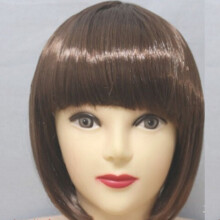 Peruci scurte Bob drepte cu breton plat, sintetice, colorate, pentru cosplay, de zi cu zi, pentru femei, naturale ca părul real