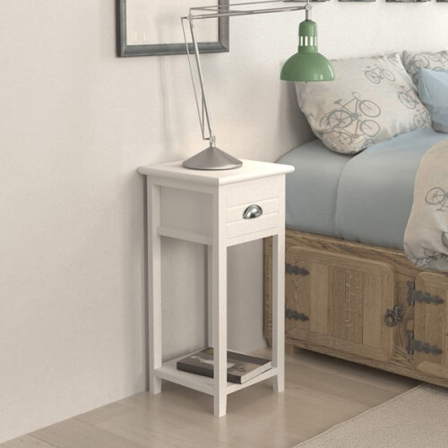 vidaXL Κομοδίνο με 1 Συρτάρι Λευκό 1