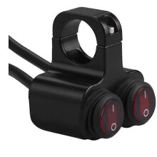 12V wasserdichter Motorrad-/ATV-Fahrrad-Doppelschalter für 22 mm (7/8 Zoll) Lenker, inklusive Not-Aus-Schalter für Scheinwerfer, Warnblinker,