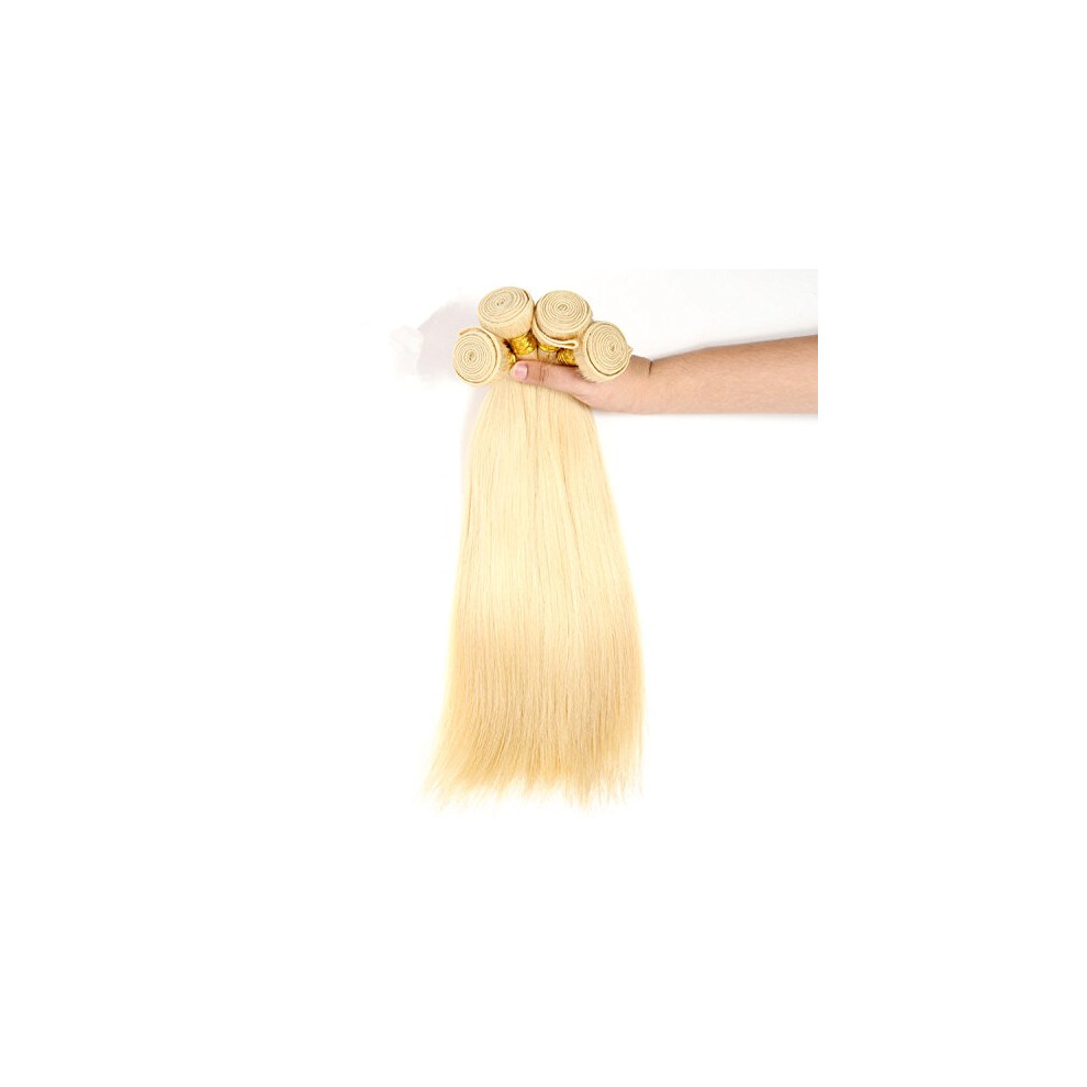 Unisex 613 Blonde Human Hair Extensions Straight Virgin Philippines Weft 16 Inch Dyeable Hair Bundle