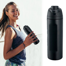 Bouteille d'eau FreeSip 560 ml (19 oz) bleue isotherme en acier inoxydable avec couvercle. Idéale pour le sport et les voyages.