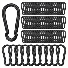 100 stuks veerklemmen, M6 2,36 inch zwarte kleine karabijnhaak