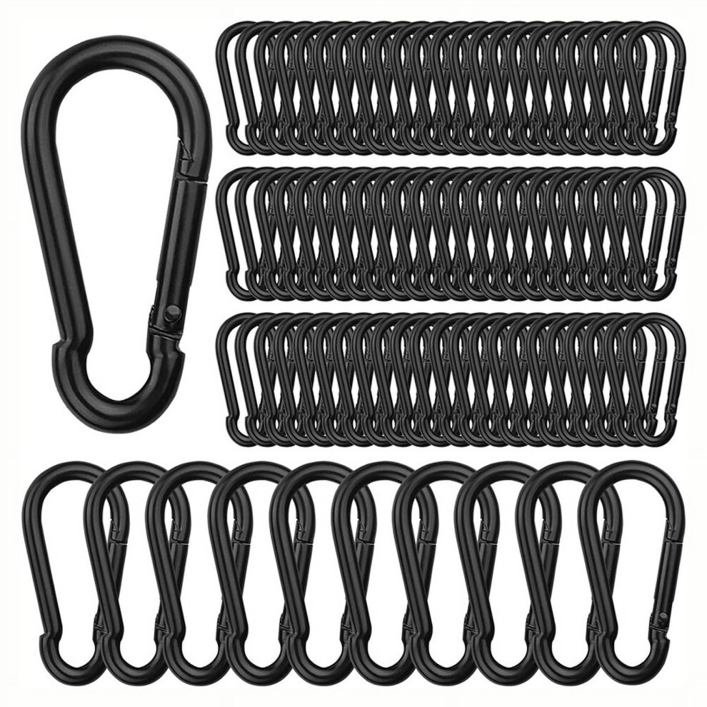 100Pcs Spring Snap Hooks, M6 2.36 Inch Blcak Small Carabiner Clip 9340258125485