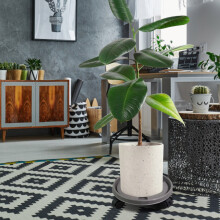 Chariot à roulettes pour jardinières, support pour pots de fleurs en plastique, chariot mobile pour intérieur et extérieur, gris