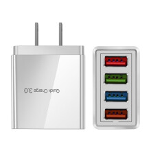 Rýchle nabíjanie 3.0, iSeeker 4-portová USB nabíjačka do siete 3.1A, kompatibilná s bezdrôtovou nabíjačkou, Samsung S9S8/Note8 9, iPhone,