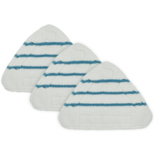 Lot de 3 lingettes de rechange triangulaires lavables en microfibre pour le nettoyage des sols.