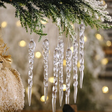 24PCS Clear Plastic Icicle Christmas Ornaments Acrylic Ornaments for Xmas Tree Decorations Wedding Party Winter Decor