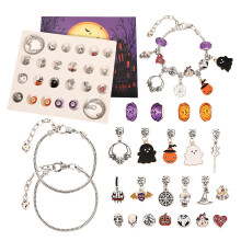 SUSUchens Halloween Beaded Bracelet DIY Set Pumpkin Skull Beads Bracelet Necklace Jewelry Making Kit Festive Beading DIY Kit 1 Set