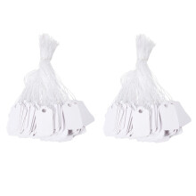 Phlegsive 1000 White Blank Sticker Labels with Hanging String for Pricing and Gifts