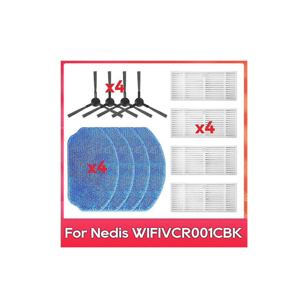 For Nedis WIFIVCR001CBK Side Brush Filter Mop Robot Vacuum Cleaner Accessories Spare Parts As Shown