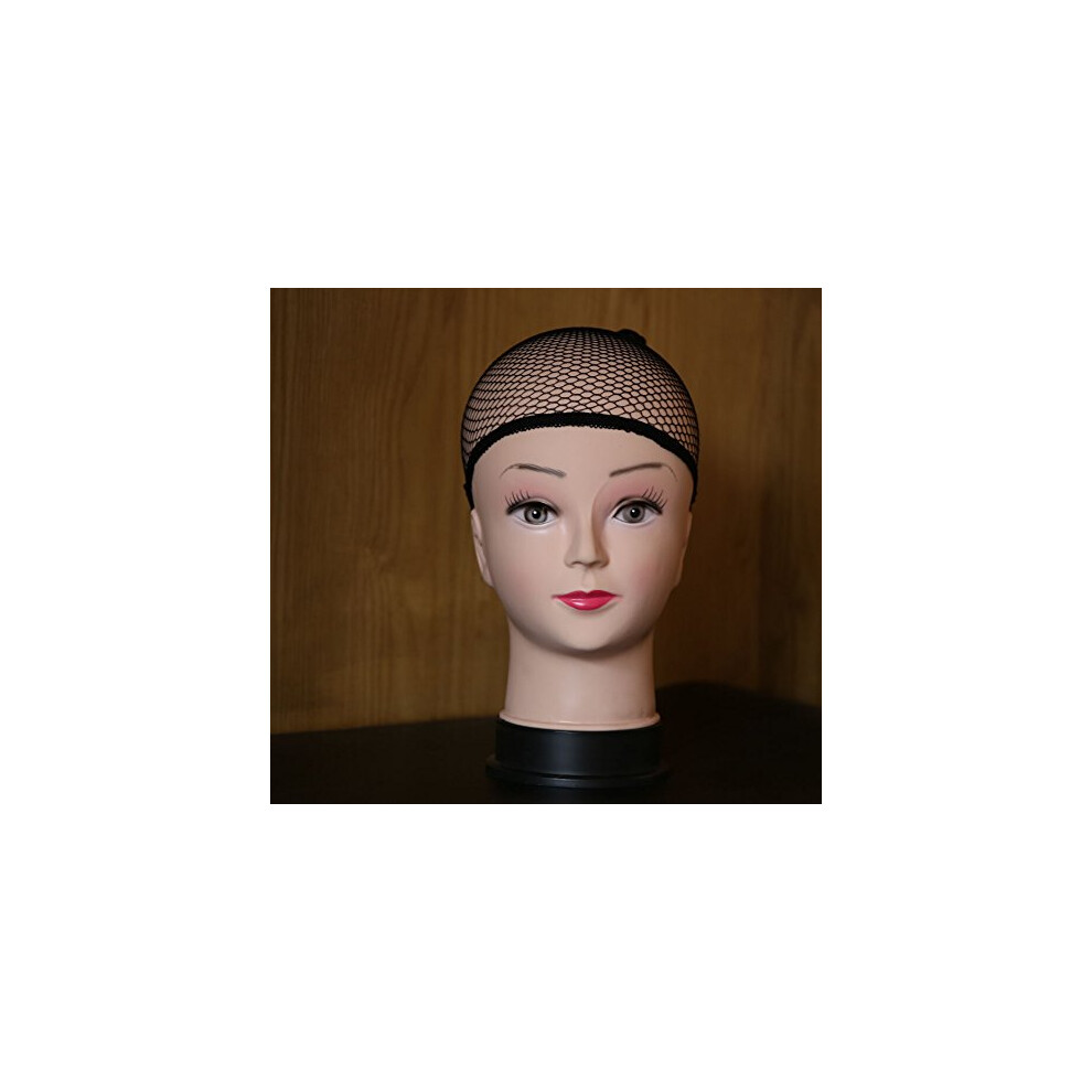 Unisex Black Nylon Mesh Wig Cap Open End Breathable Stretch Fit For Secure Hair Containment 6 Pack
