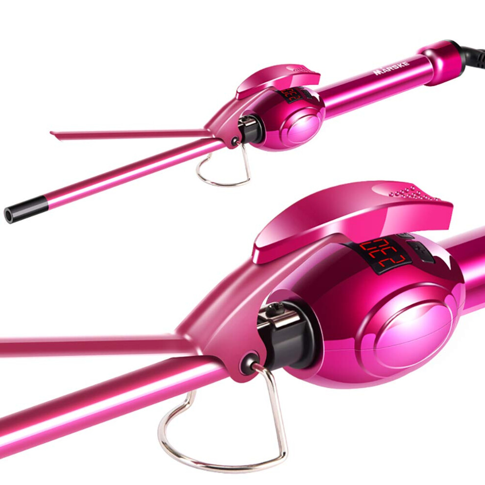 Curling Iron 9mm Spiral Curling Wand Tourmaline Ceramic Hair Curler with Adjustable Temperature