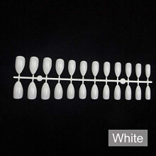 24PCS Short Stiletto Fake Nails Full Cover Acrylic Nail Tips Durable Multiple Sizes White